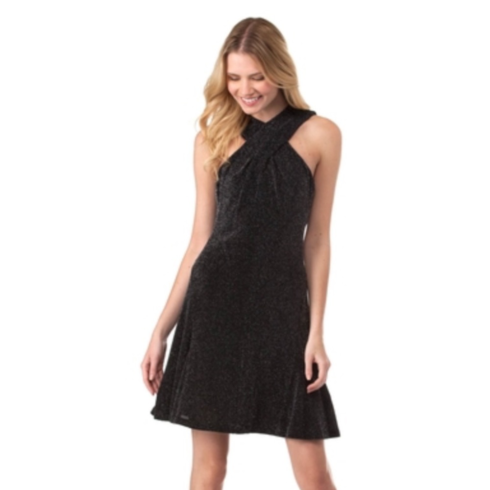 Michael kors cross neck dress (black sparkle)
